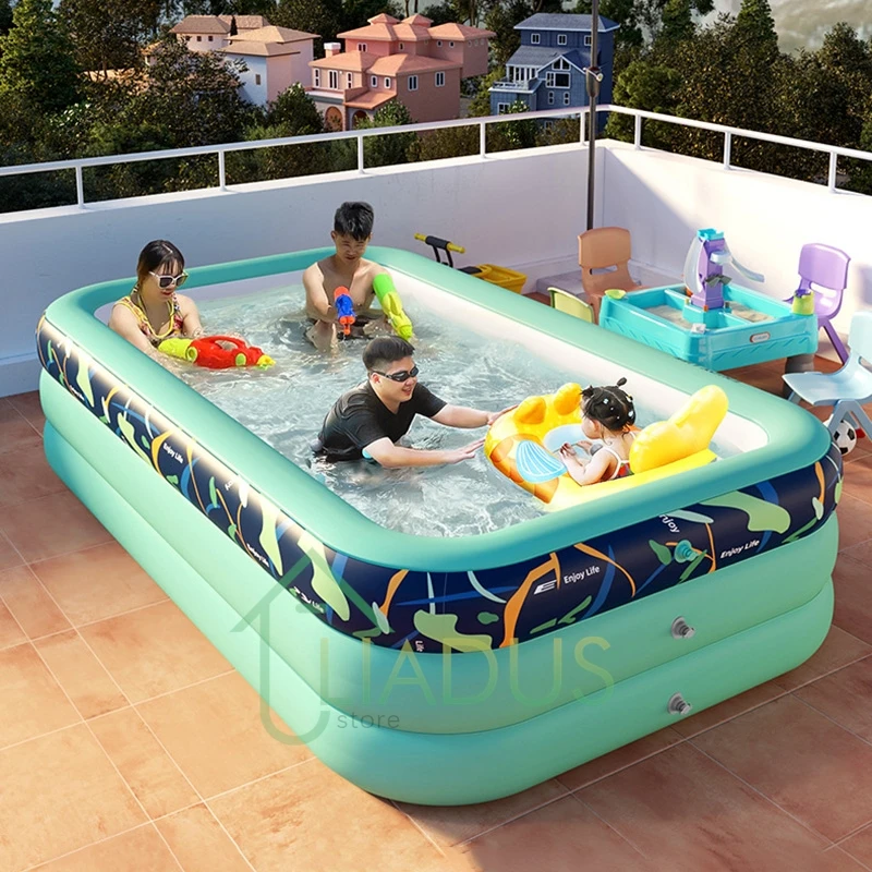 

3 Layers Foldable Inflatable Swimming Pool for Kids Babies Large Indoor Outdoor Family Splash Pool Tropical Rainforest 2.6m/3m
