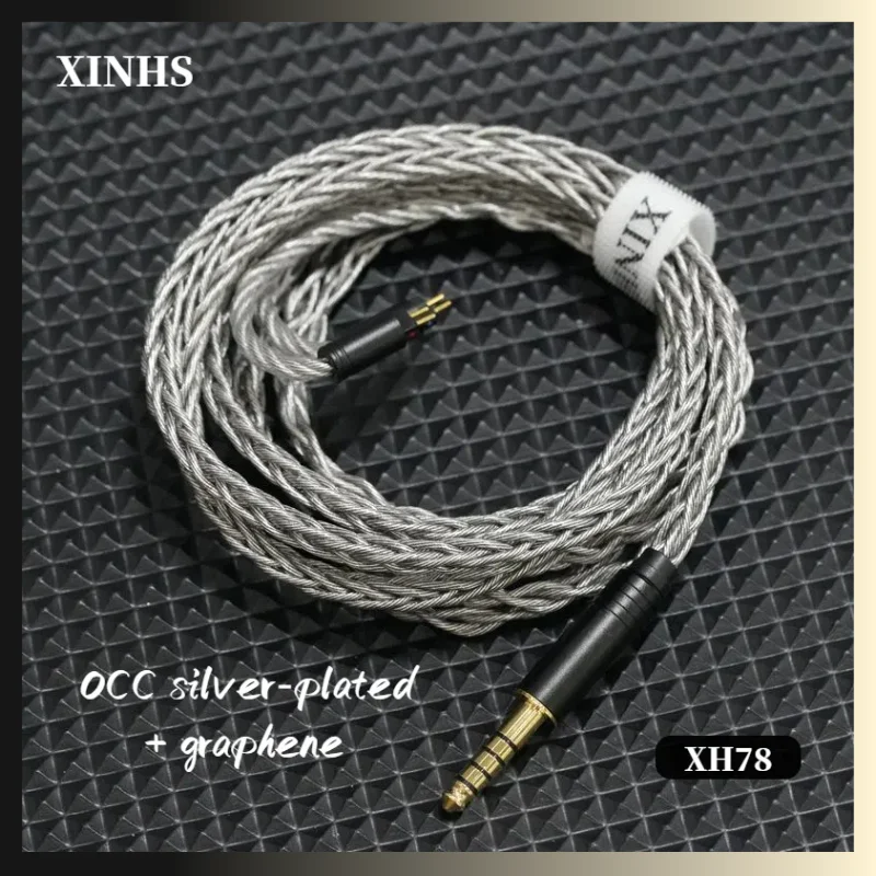 XINHS  XH78 Gray  8-Core Graphene + OCC Silver-Plated In-Ear IEM Cable 2.5 /3.5 / 4.4MM / 0.78 2PIN/IE900/MMCX/ KZ QDC