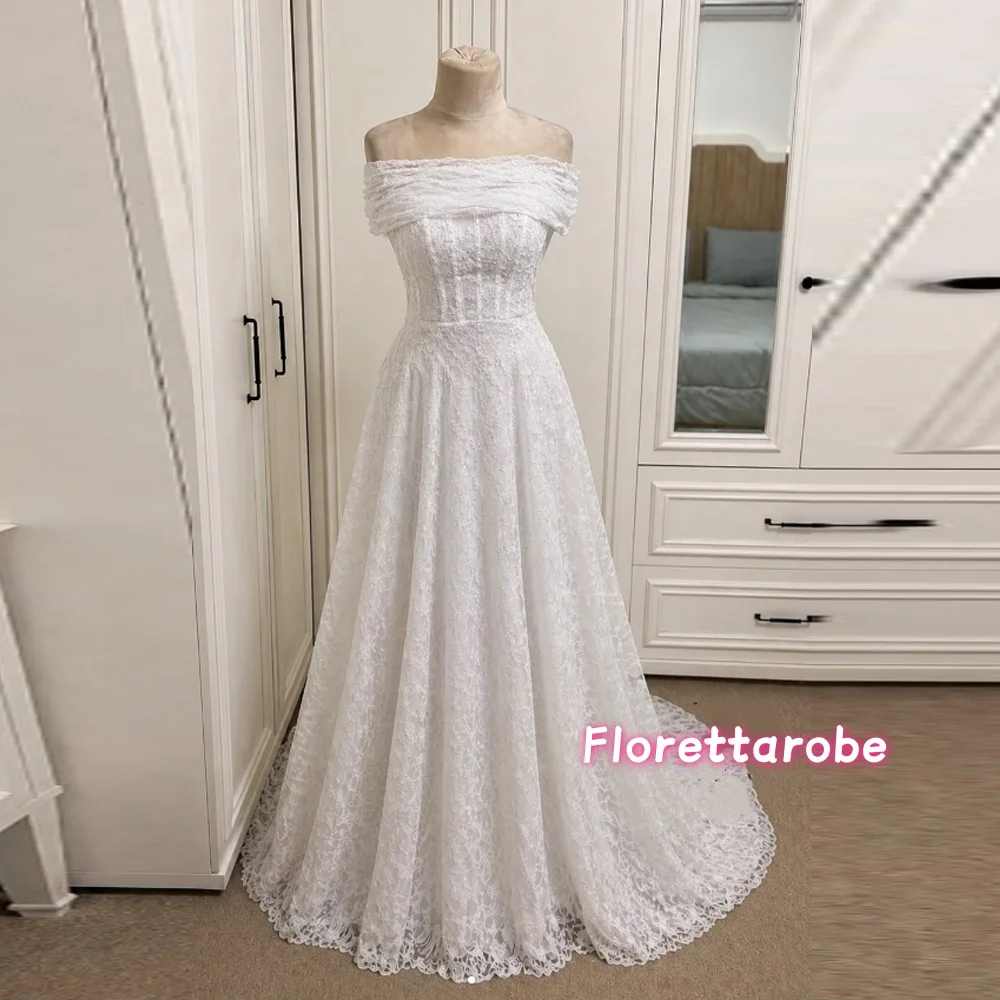 

Luxury Lace Appliqués Wedding Dress Off Shoulder Wedding Gown A-Line Bride Party vestido de casamento Customized