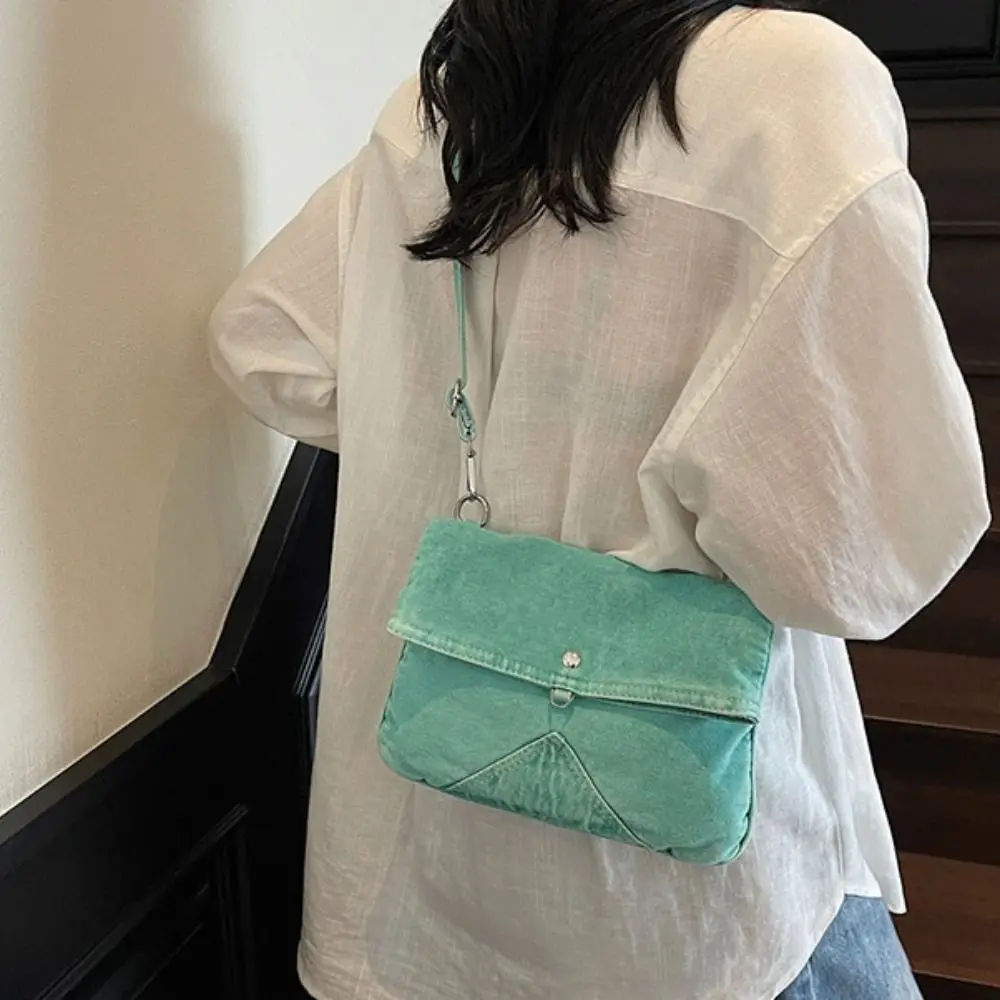 

Y2K джинсовая холщовая сумка в уличном стиле, винтажная сумка-мессенджер, большая вместительная сумка для покупок, однотонная сумка через плечо для женщин и мужчин