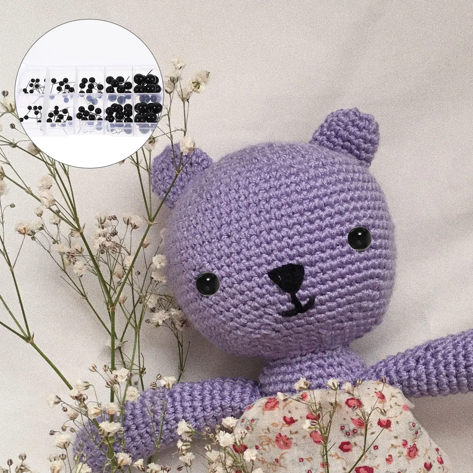 

100Pcs Premium ABS Stainless Steel Safety Eyes for Crochet Stuffed Animals DIY Craft Projects Kawaii Realistic Plastic Eyes