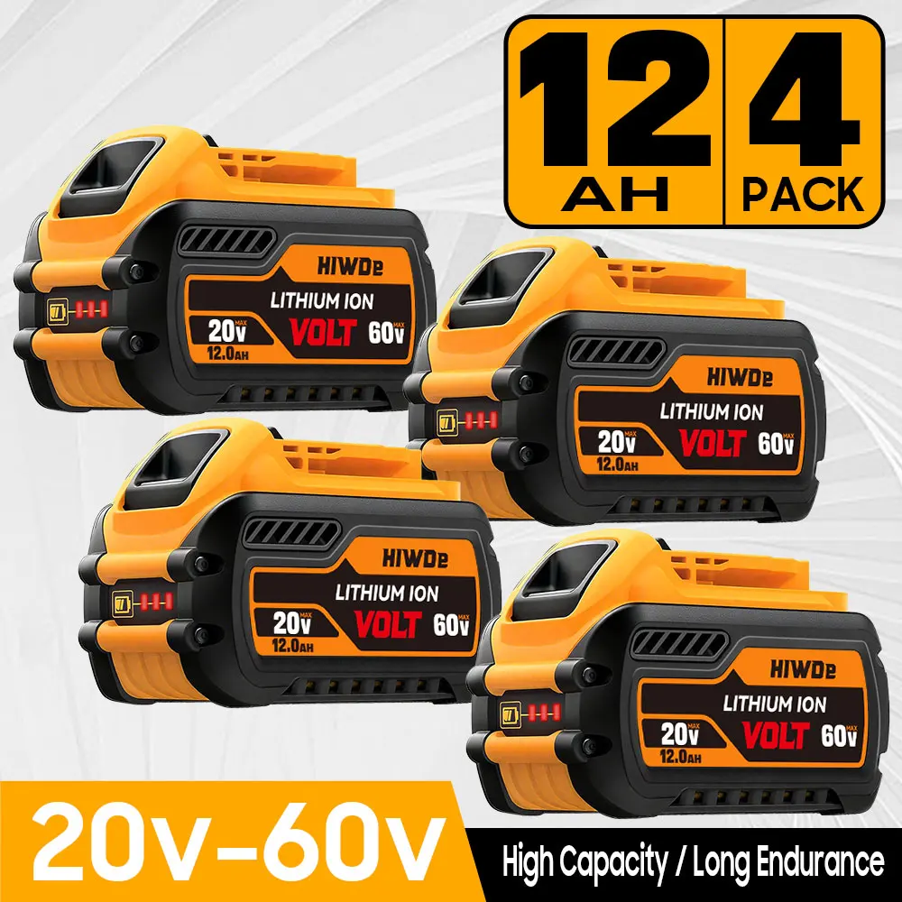 

1/2/3/4/5/6 Pack For DEWALT 20V/60V Battery 12AH Rechargeable Lithium-ion Battery DCB609 DCB118 Fast Charging HIWDe Tool Battery