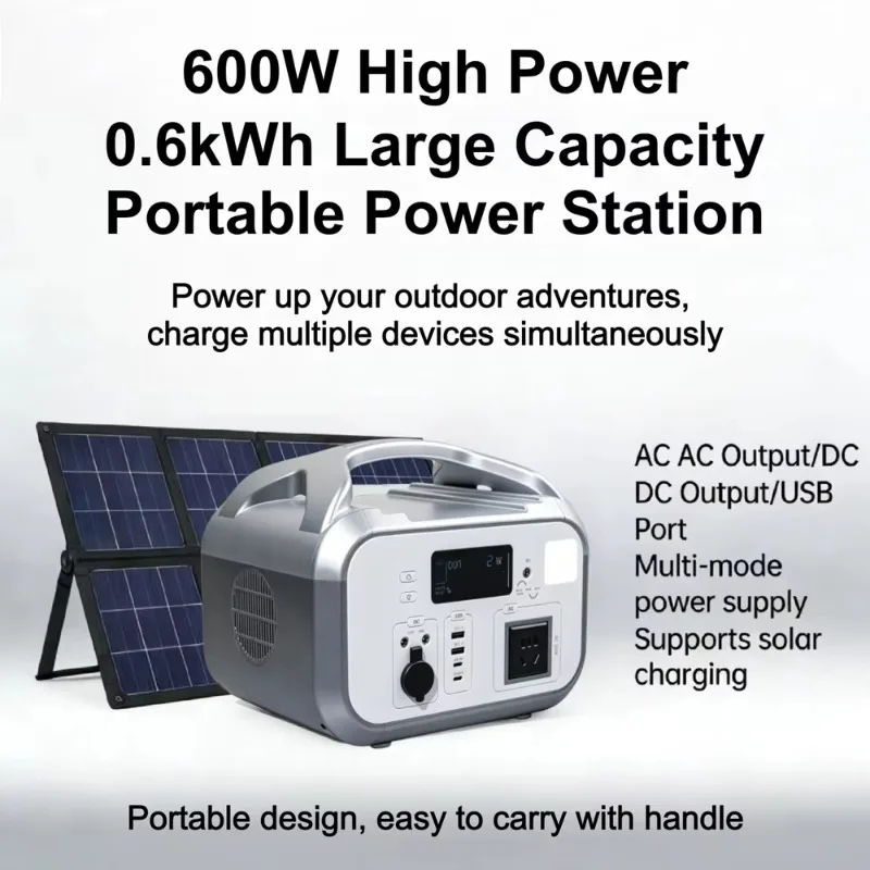 600W 220V Portable Outdoor Energy Storage Power Station Silent Fast Charging Emergency Backup Power Supply For Camping