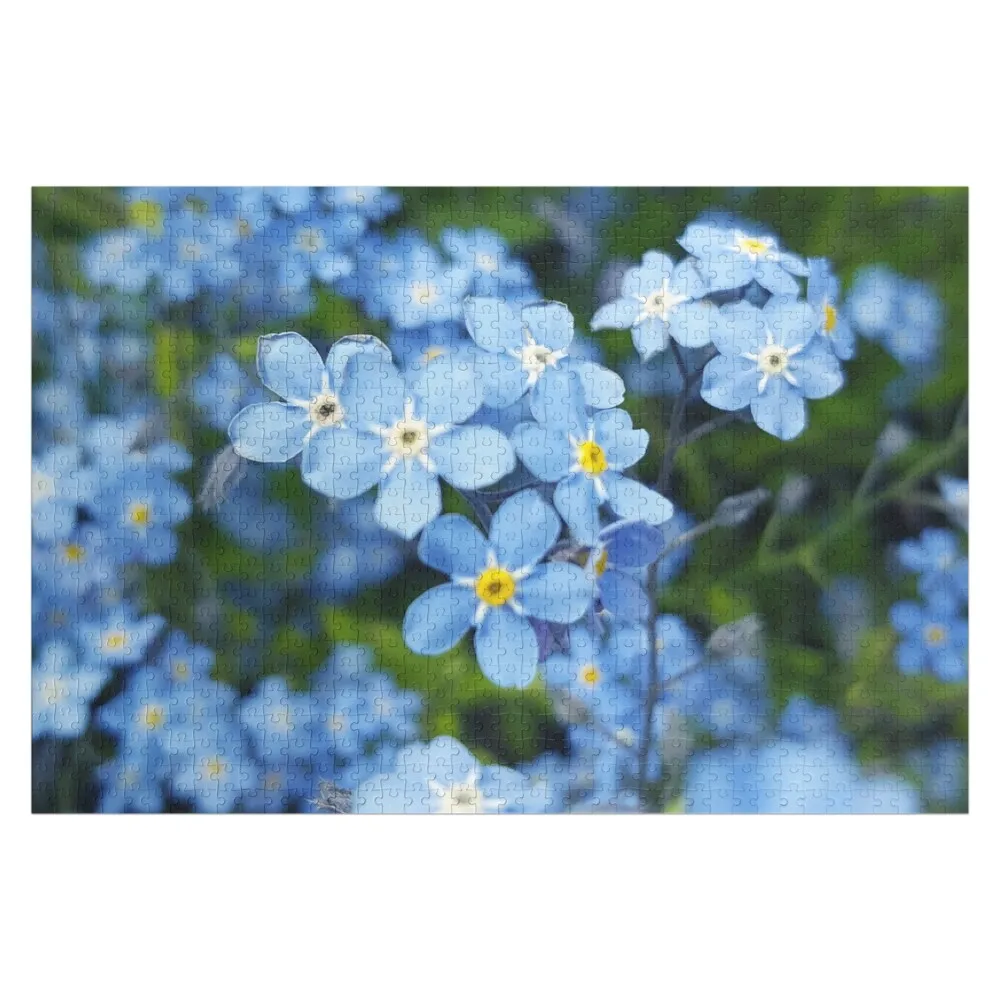 Forget me not flowers Jigsaw Puzzle Custom Wooden Name Custom Wood Personalized Gift Customized Photo Puzzle