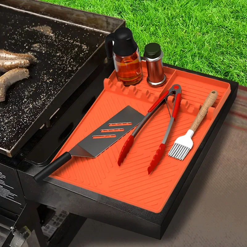 JNTworld Grill werkzeug matte Silikons chutz kissen Anti-Staub-Reinigungs pad Grill platte Top flappen Ofenöl box Outdoor-Grill zubehör