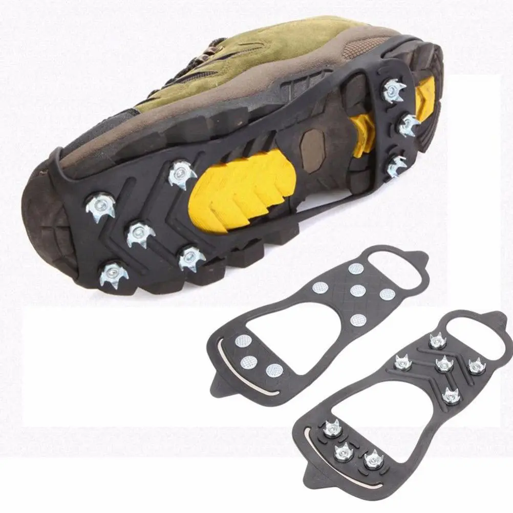 

4Pcs Snow Cleats Stretchable Crampons Black Non-Slip Shoe Covers for Outdoor Walking Hiking Jogging on Ice Shoes Cover