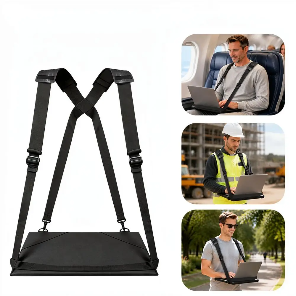 Ergonomic Laptop Shoulder Strap Foldable Desk Stand Case For 14 Inch Notebook Computer Storage Bag Travel Organizer