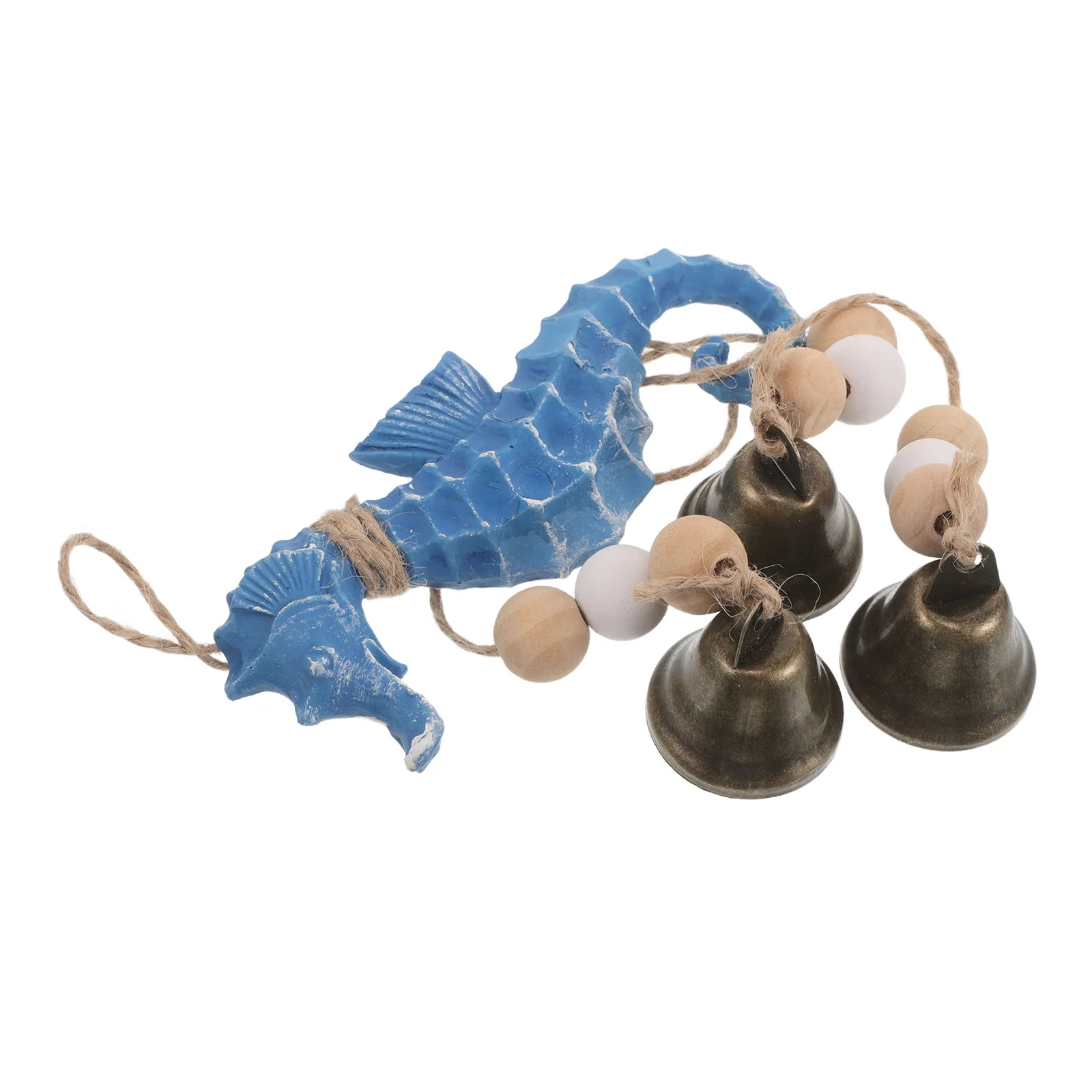 Seahorse Wind Chime Mediterranean Style Wind Bell 13 Beach Nautical Hanging Windchime Wood Beads Door Wall Window Coastal