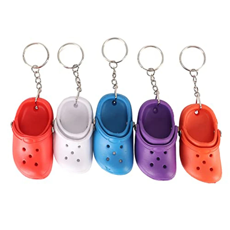 20Pcs Mini Clog Slipper Keychain Colorful Small Croc Shoe Key Ring Bag Pendant Gift