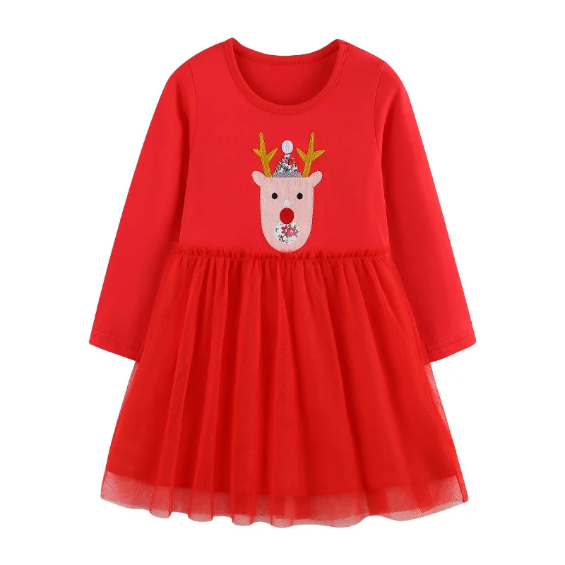 

2-7T Christmas Girls Dresses Long Sleeve New Year Gifts Children's Autumn Spring Kids Clothes Birthday Toddler Kids Frocks