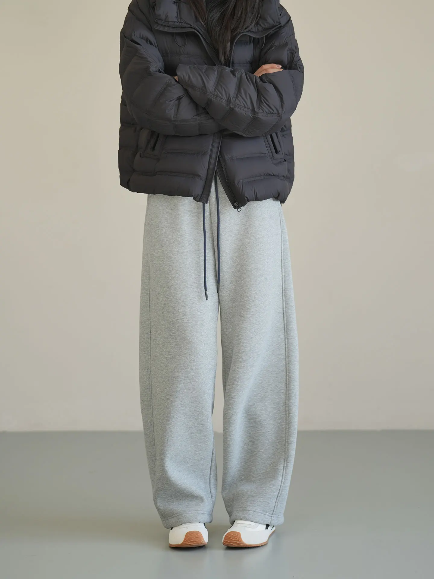 

Женские утепленные брюки с широкими штанинами на шнурке, повседневные прямые брюки, зимние, двусторонние, из смесового хлопка и полиэстера