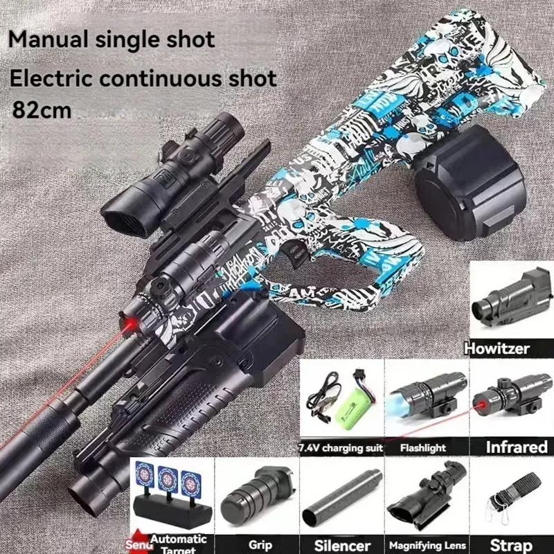 AUG-Pistolets à Gel Électrique Manuel, 2 Modes, Pistolet Jouet, Balle de Gel d'Eau, Pistolet de Paintball, Armes de Tir, Garçon CS, Faux Pistolet Jouet