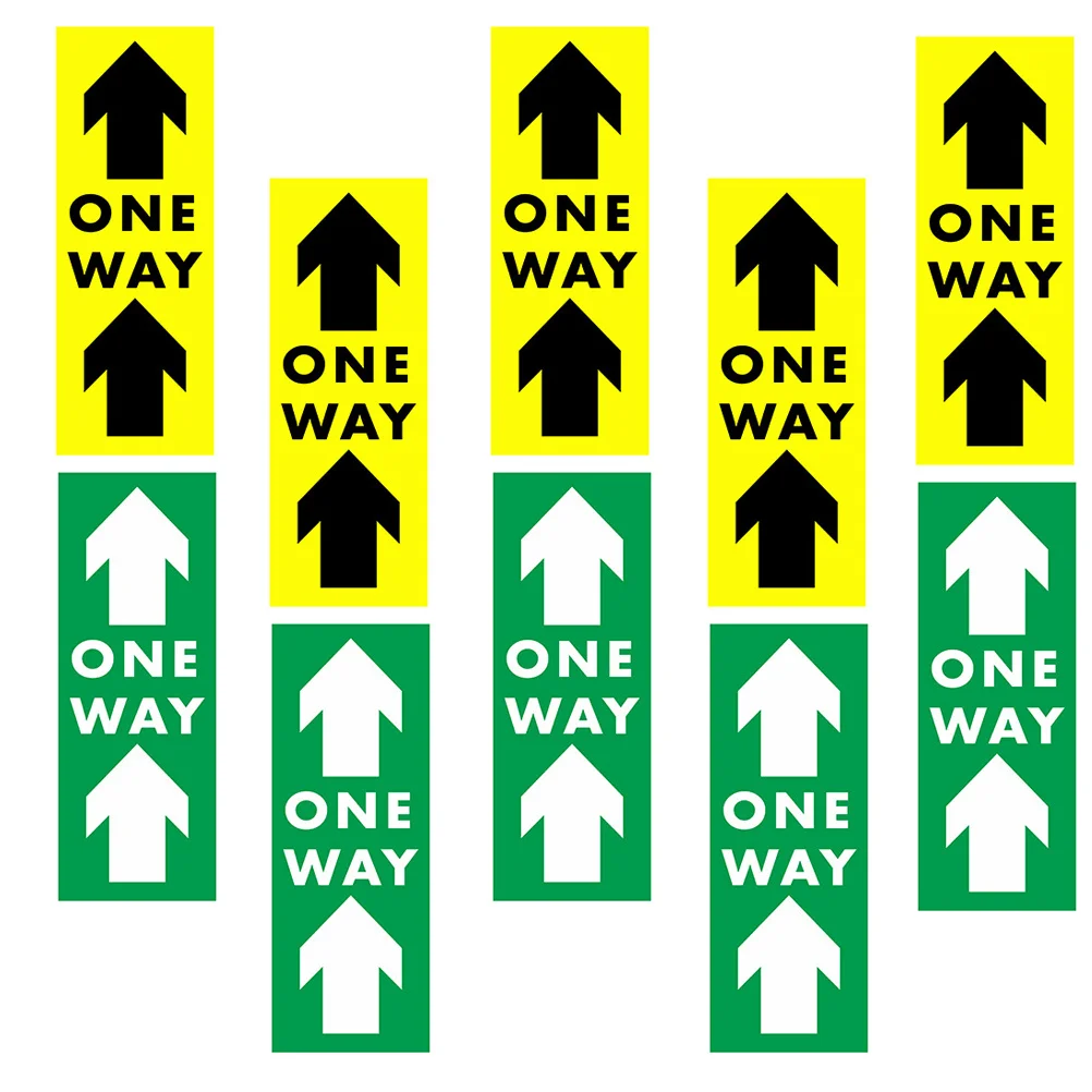 10pcs Safety Floor Decals One Way Arrow Sticker Durable Pvc Ground Sign For Supermarket Mall Bank Store Social Distance Warning