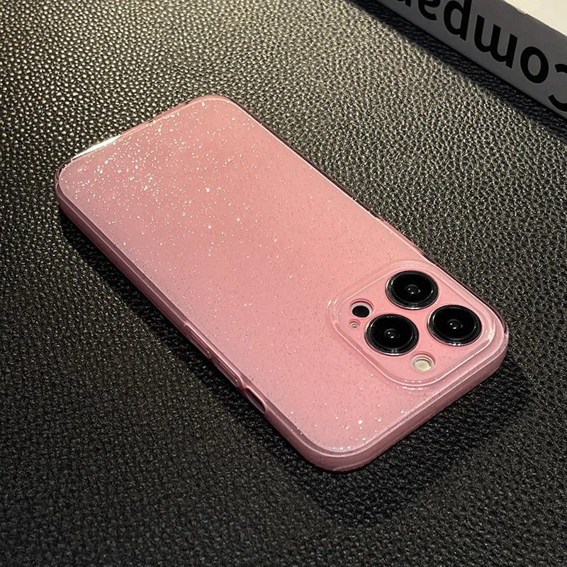 Coque souple en silicone à paillettes scintillantes pour iPhone, coque antichoc, couleur bonbon MSI, compatible avec les modèles 15, 16 Pro Max, 14,