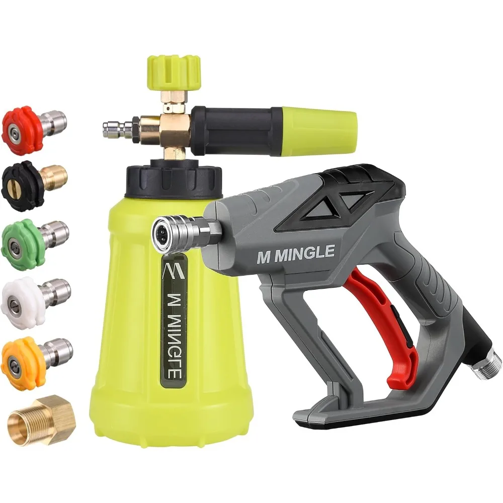 

M MINGLE Пистолет для мойки высокого давления с наконечником для снежной пены, 4000 фунтов на квадратный дюйм Мойка для пенопласта с быстрым разъемом 1/4, Автомойка