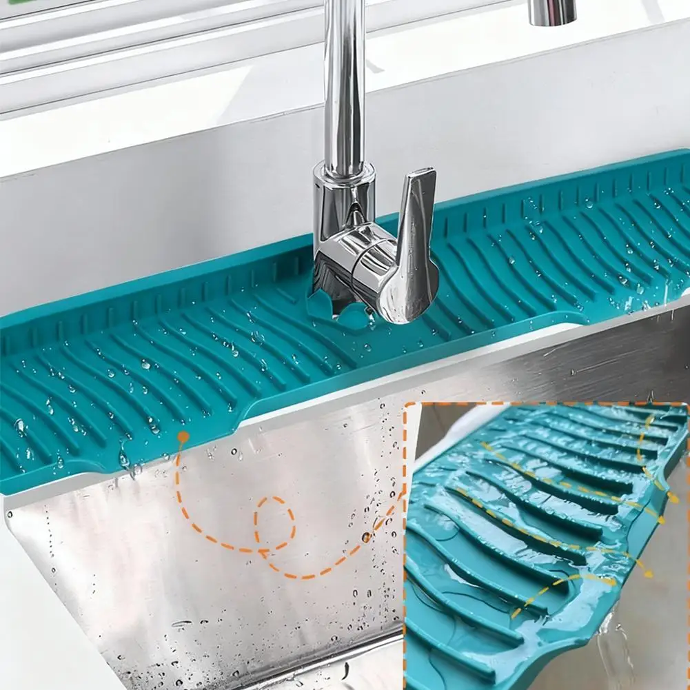 

Silicone Faucet Water Catcher Mats,Kitchen Sink Spill-Proof Catcher Mat Guard Pads,Anti-Slip And Water Drain Drying N1V0