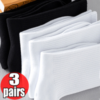 2025 New Men Sports Socks Cotton Breathable Long Business Harajuku Socks Solid Gentleman Sox Outdoor Sports 3 Pairs Socks