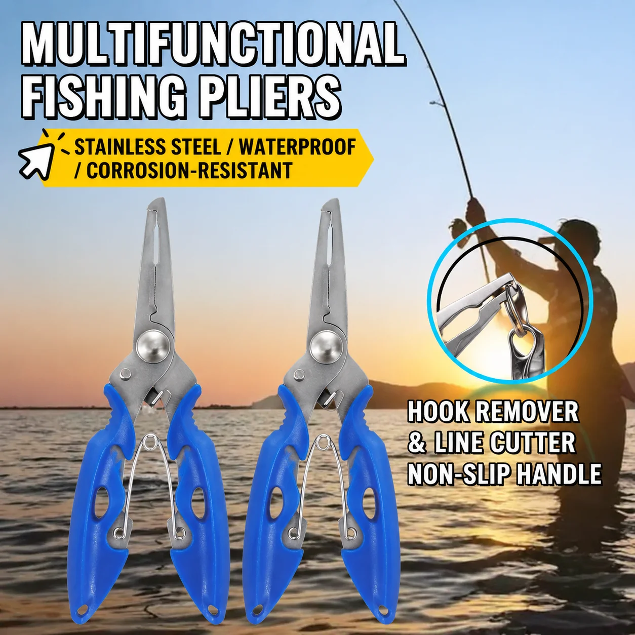 Mini Edelstahl-Angelzange, Multifunktionaler Hakenlöser & Schnurschneider mit Splitring-Öffner