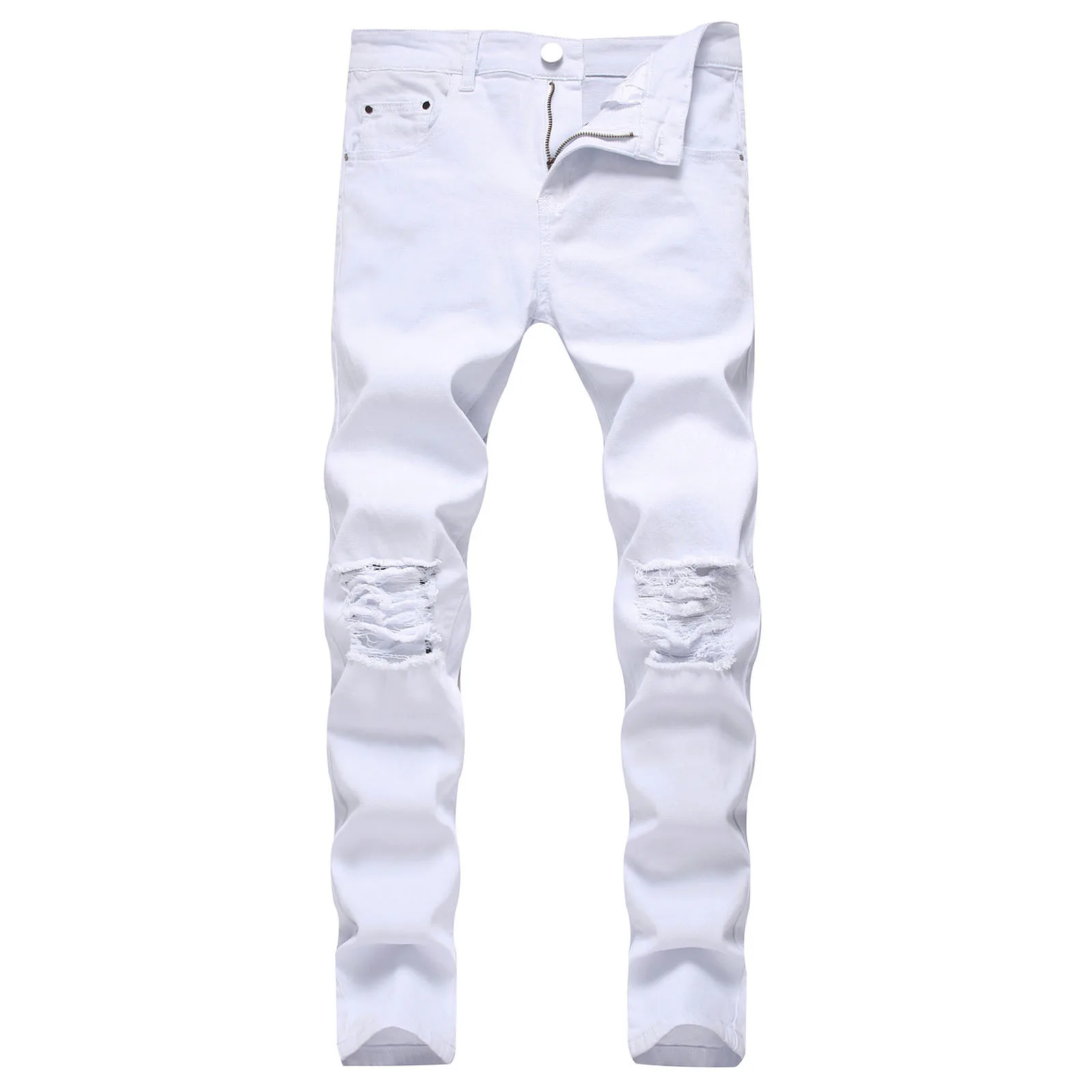 

Men pants personality Streetwear Ripped wite skinny Jeans pop Punk Casual motorcycle denim jeans trousers pantalones hombre