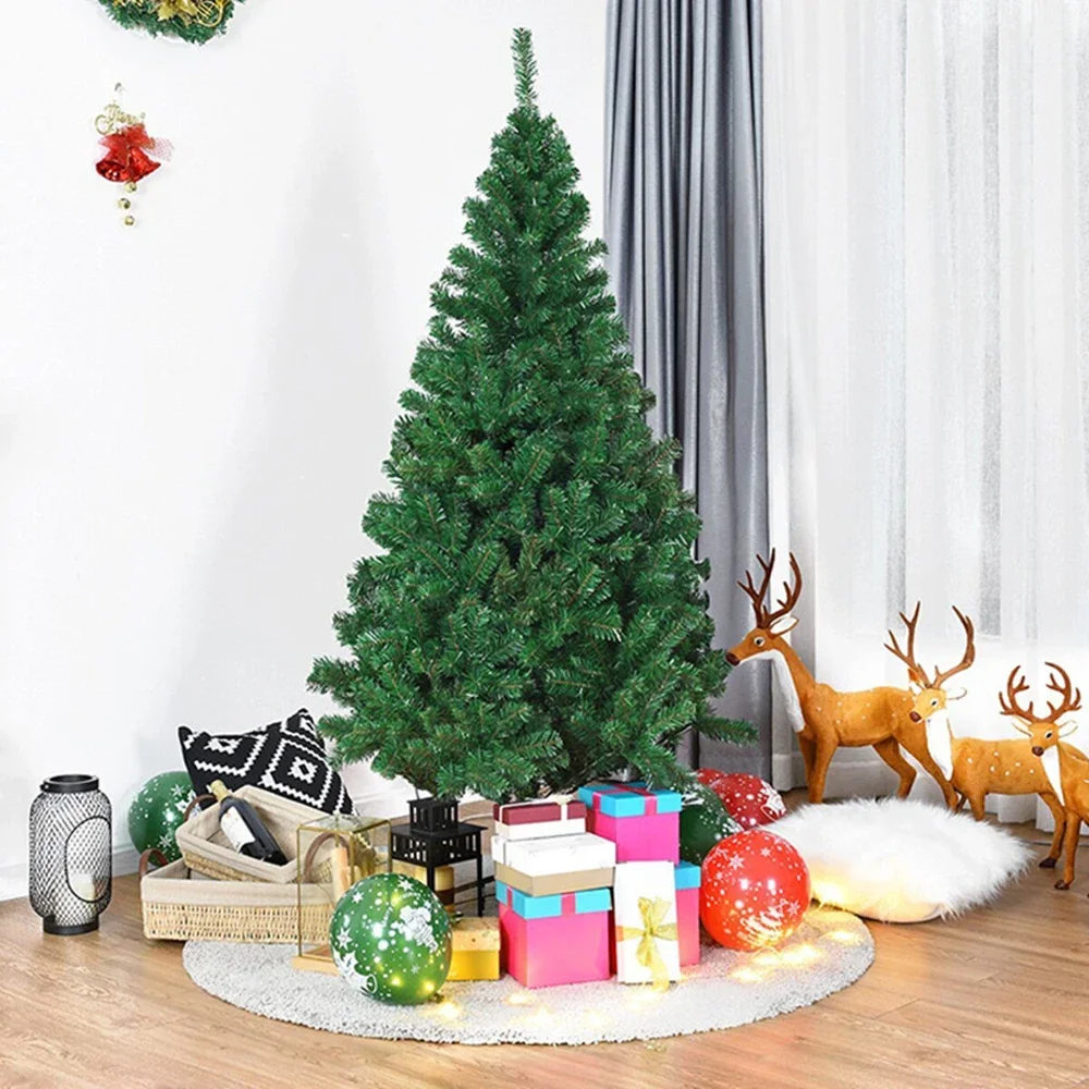 2.1m Christmas Tree with 800 Tips Folding Stable Metal Stand Fast Assemble Flame Retardant PVC Green Artificial Christmas Fir