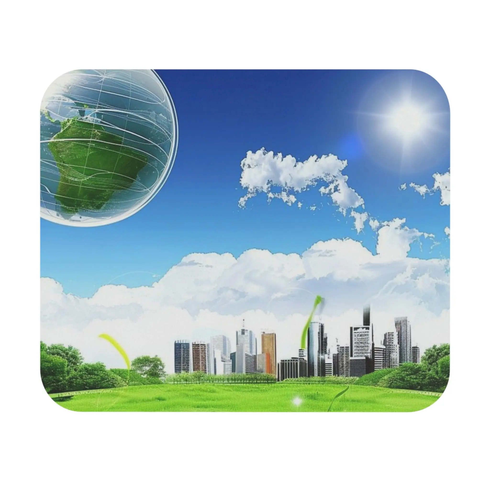 

Frutiger Aero Eco City Print Lock Edge Mousepad Gamer Mouse Mat Keyboard Mats 30x25cm For Computer