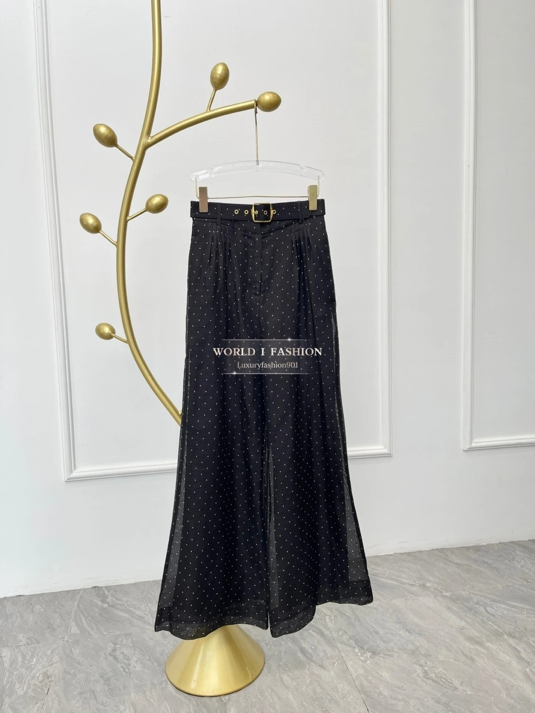 

Women Casual 2025 New Fashion Black White Dot Print Pants