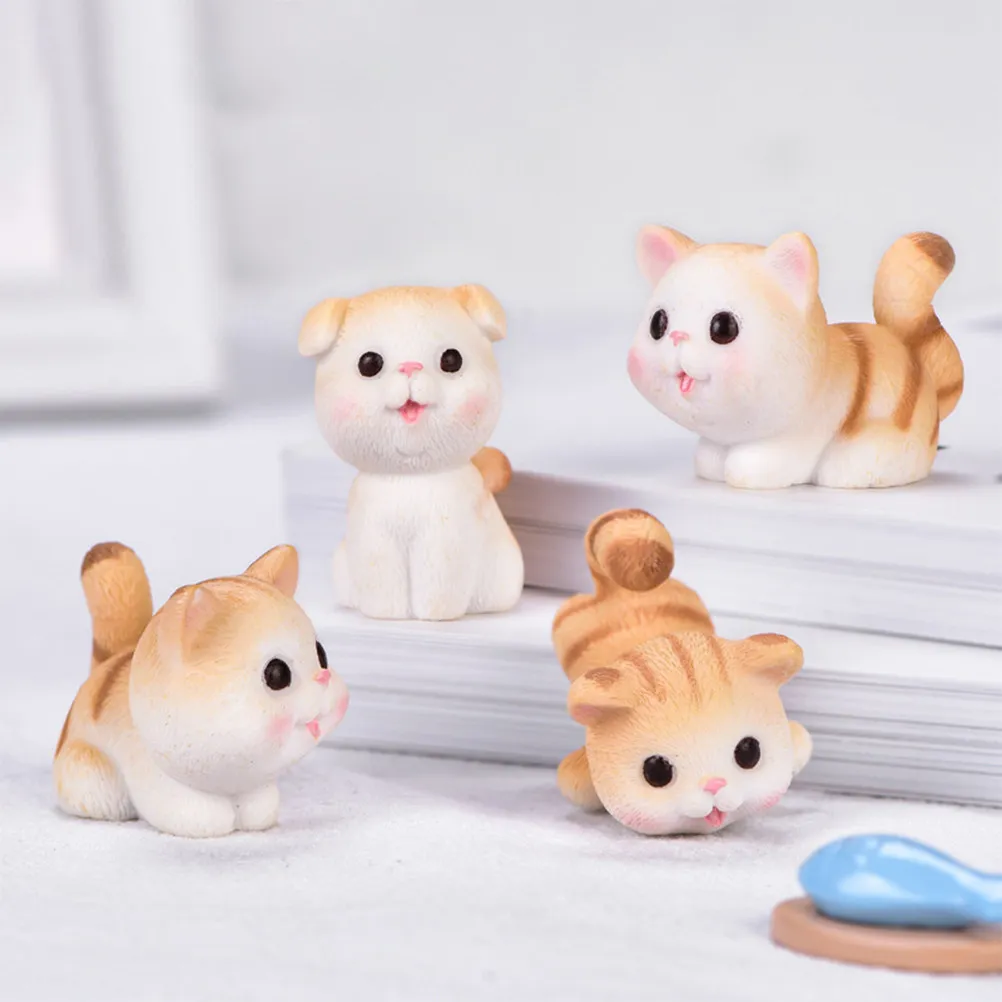 

6Pcs Mini Cat Sculpture Handcrafted Resin Kitten Decoration for Living Room Bedroom Desk Table Shelf Home Office Decor