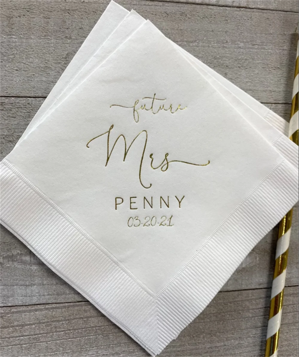 

50PCSPersonalized Napkins Bridal Shower Custom Printed Monogram Napkins The Future Mrs