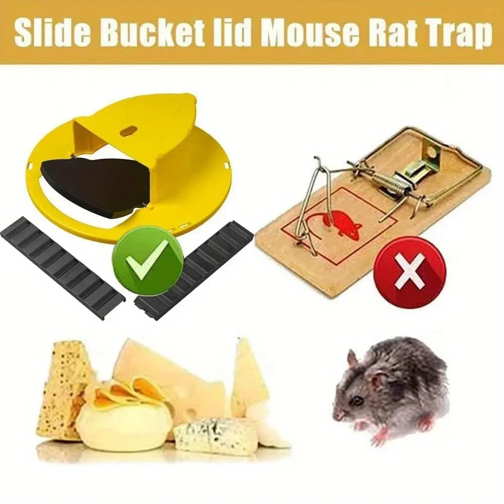 1pcs  3colored Top Quality Mouse Trap Bucket Lid Flip and Slide Mice Rat Trap Multi Catch Auto Reset For Indoor Outdoor