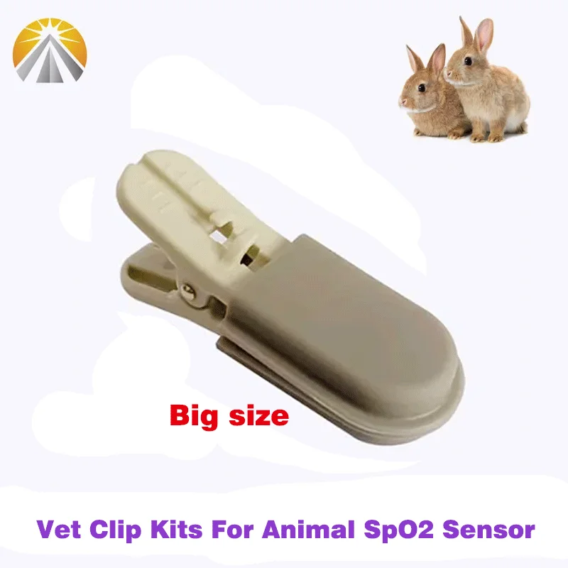 Big and Small Sizes Animal Use Veterinary Tongue Clip or Ear Clip with Antislip Silicone Cover for SpO2 Sensor Vet Use or Human