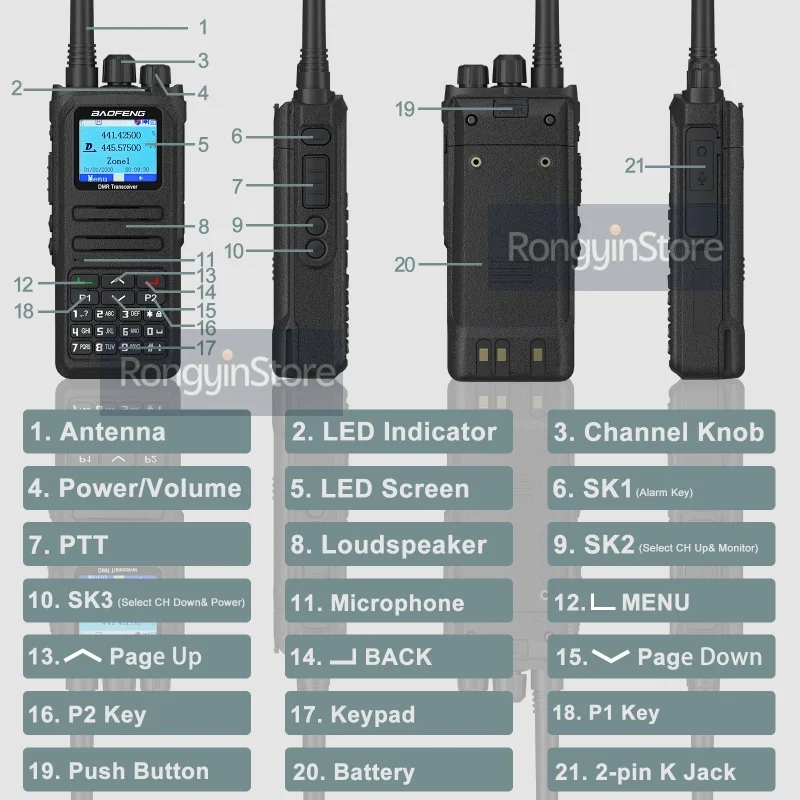 Baofeng DMR DM-1701A Digital Walkie Talkie Dual Mode Analog TDMA Dual Time Slot with Open GD77 Installed Digital Call Ham Radios view 6