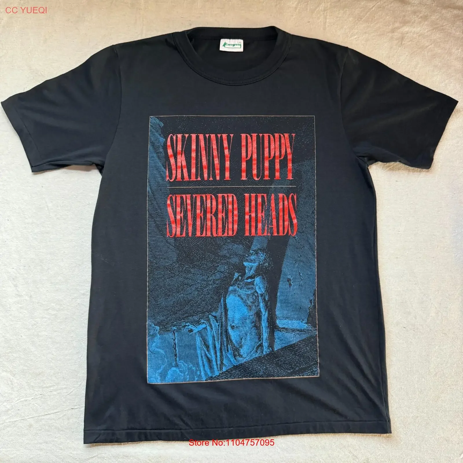 Vintage 1986 Skinny Puppy Severed Heads Dig It Bigot World Tour T Shirt Large vintage Washed Stretched Casual graphic