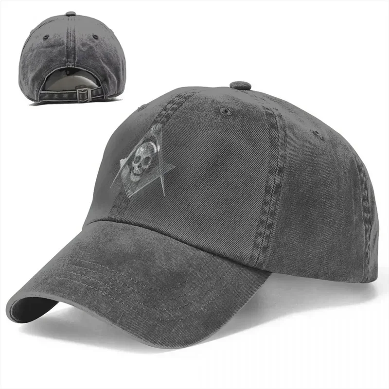 Y2K Ponytail Baseball Adjustable Hats Freemason Skull Widows Son Masonic Spring Autumn Cap Washed Cotton Casquette Hip Hop