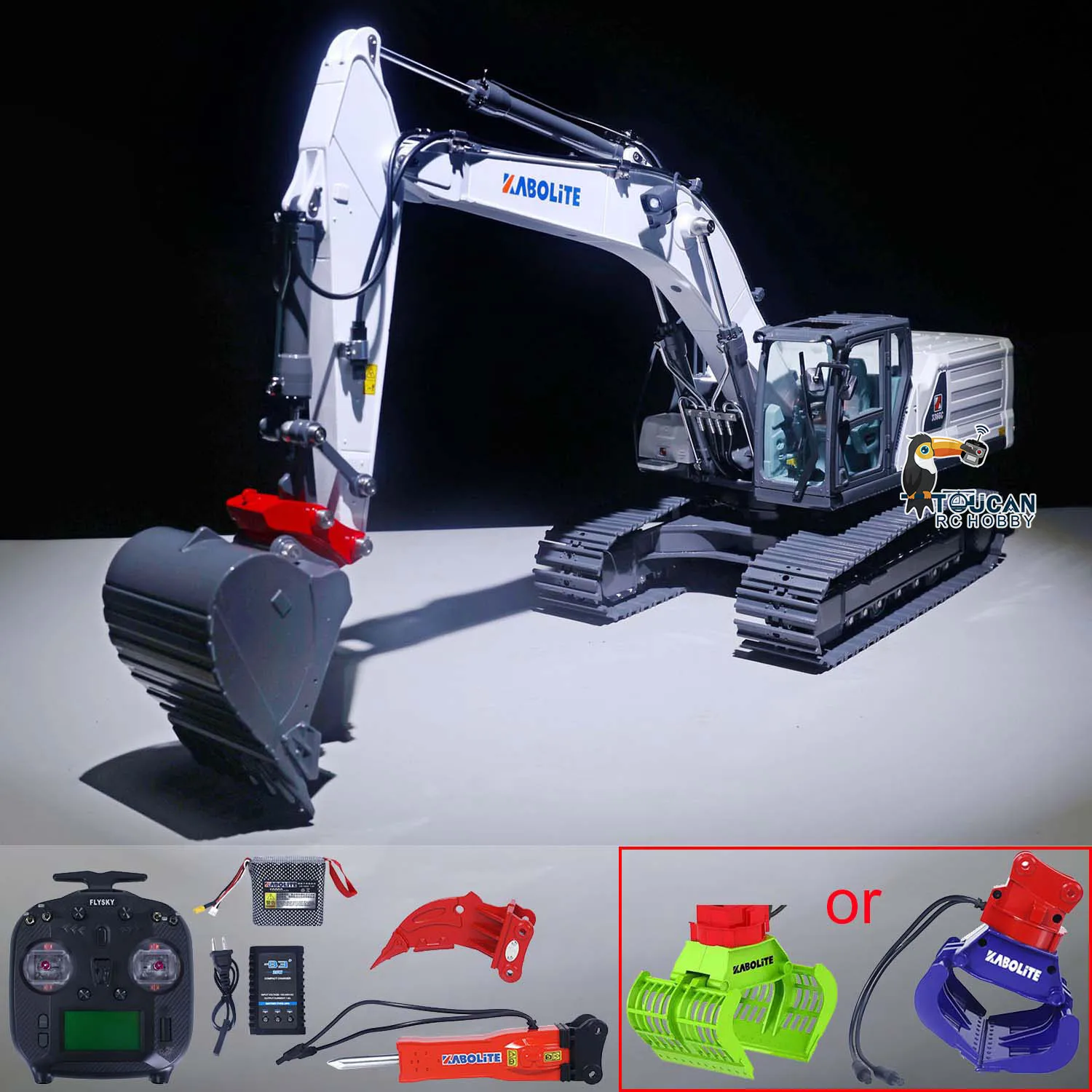 US Stock Kabolite K961-100S 1/18 Alloy RC Hydraulic Excavator Model Digger Light Radio Control Truck Cars Toys Gifts TH22472