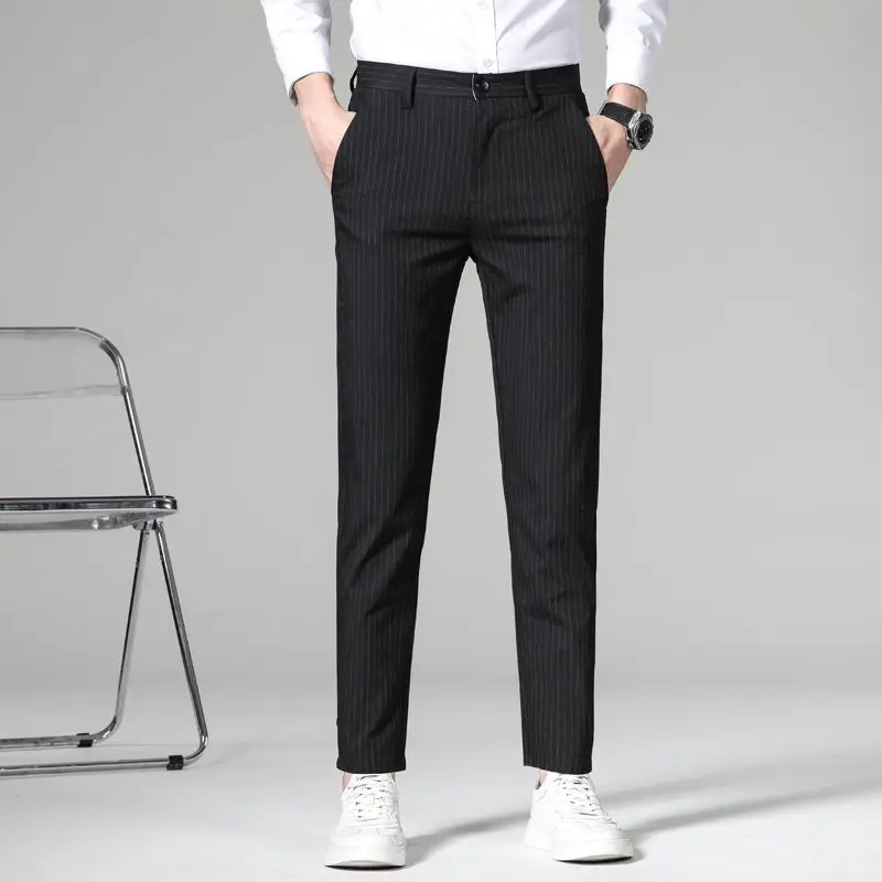 

Straight Suit Trousers for Men Stylish High Quality Slacks Anti-wrinkle Cheap Korean Reviews Many Fashion New in Man Suits Pants