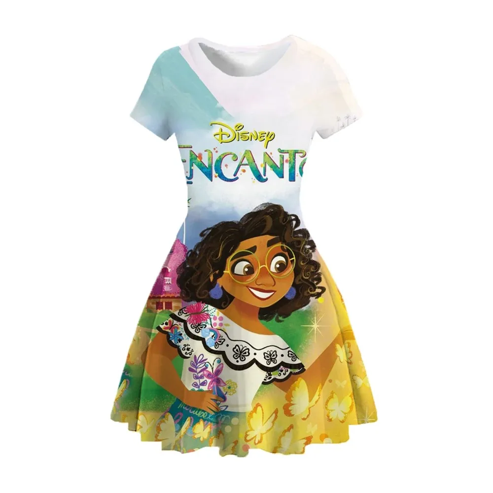 

Miniso платье с короткими рукавами для девочек 4-14 лет, детская свободная повседневная юбка, детская модная юбка принцессы с 3D принтом для выступлений