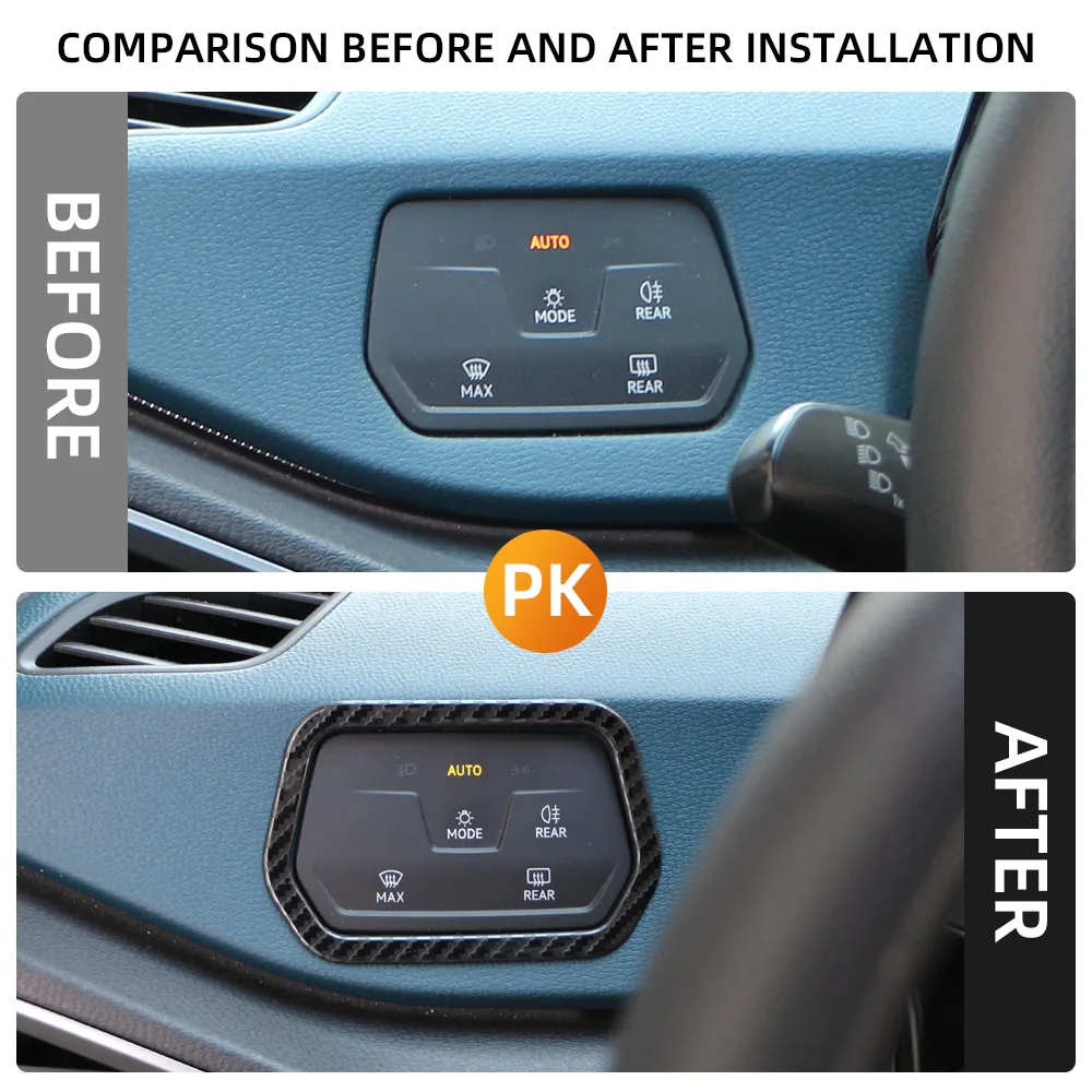 Simulated Carbon Fiber Car Front Headlight Adjust Panel Cover Sticker Trim for Volkswagen VW ID3 ID.3 2020-2025 LHD Car Acc.