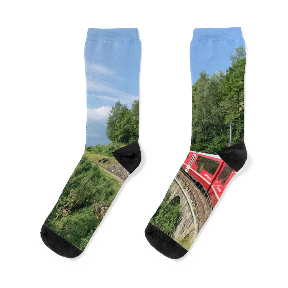 

The Swiss Alps Glacier Express Socks Stockings floral Running gifts Socks Men Women's
