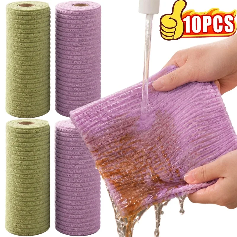 Lot de 10 chiffons de nettoyage en fibre de bambou, antibactériens, résistants à la graisse, sans odeur, pour cuisinière et comptoir