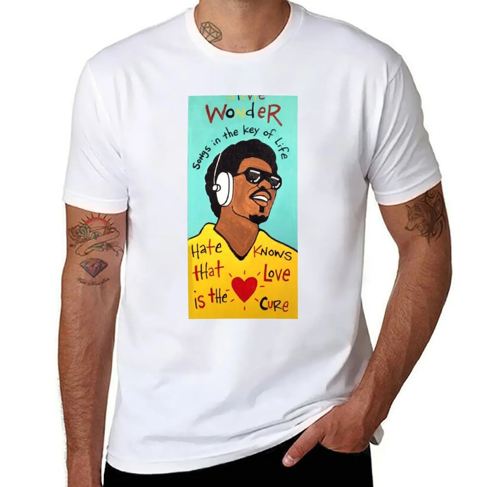 Футболка Stevie Wonder Pop Folk Art, мужская футболка, мужские футболки, хлопковая футболка