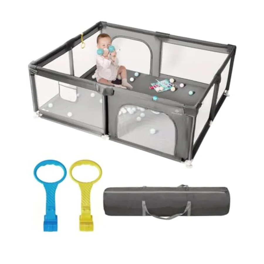 

71" x 59" Extra Large Baby Playpen for Babies and Toddlers Safe Activity Center with Soft Play Fence Indoor Safety Yard Easy to