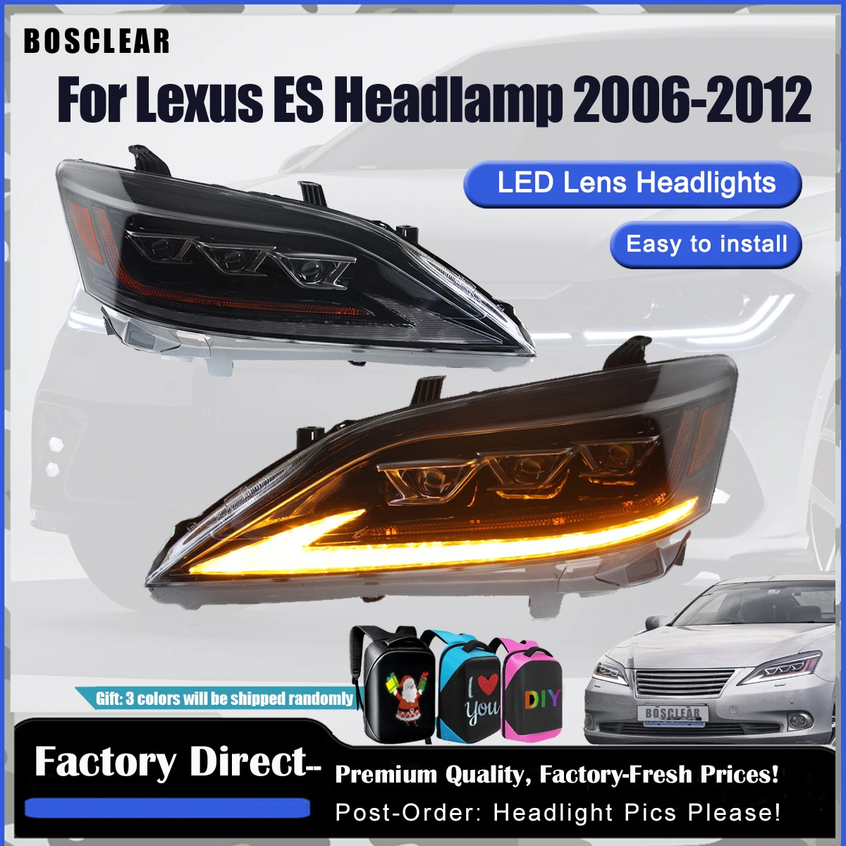

Car Lights for Lexus ES200 ES300 ES350 ES LED Headlights 2006-2012 Head Lamps Assembly DRL Projector Lens Automotive Accessories