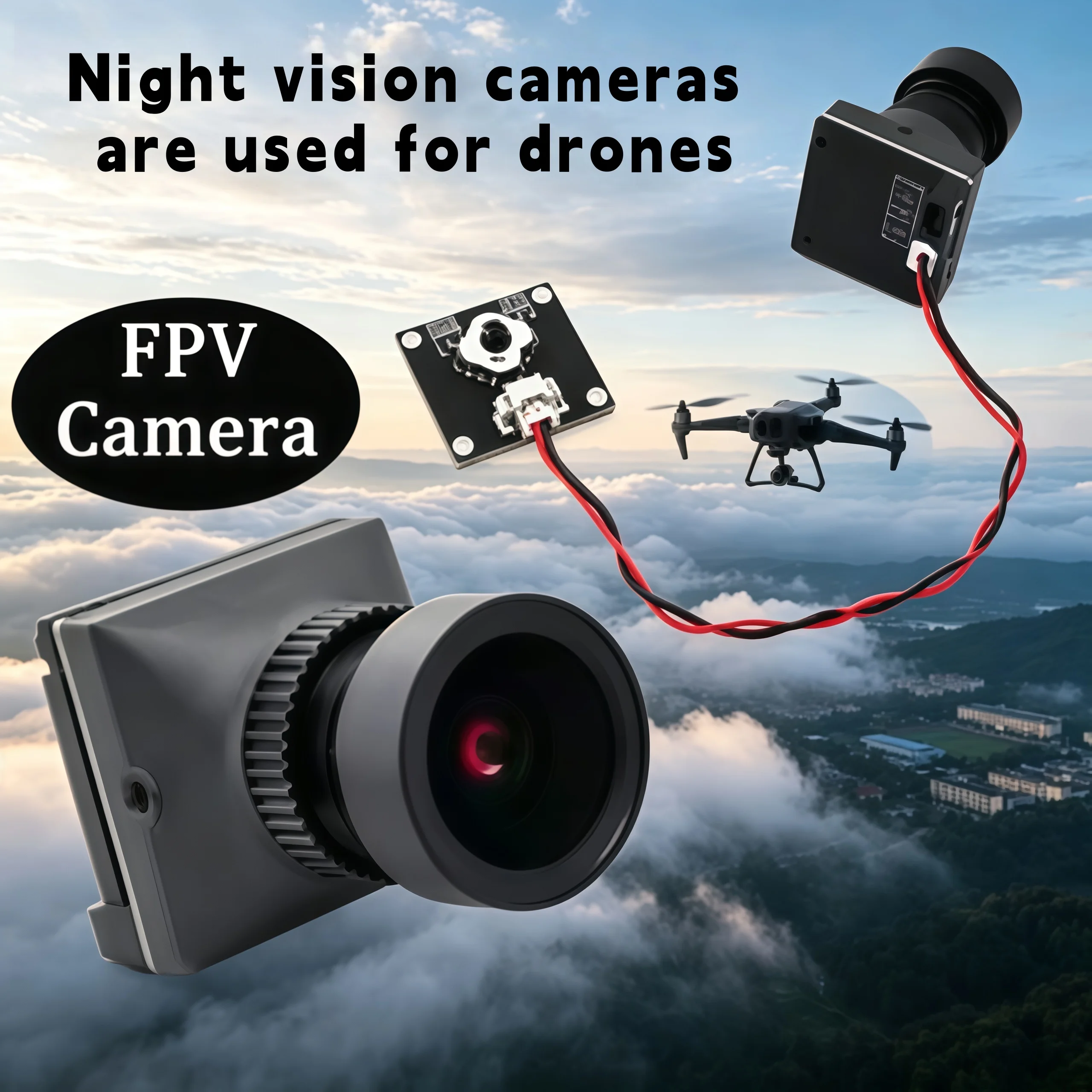 

FPV Racing Crossing Drone Digital Night Vision UAV Built-in 1500TVL HD Camera Lens Compatible Universal Model
