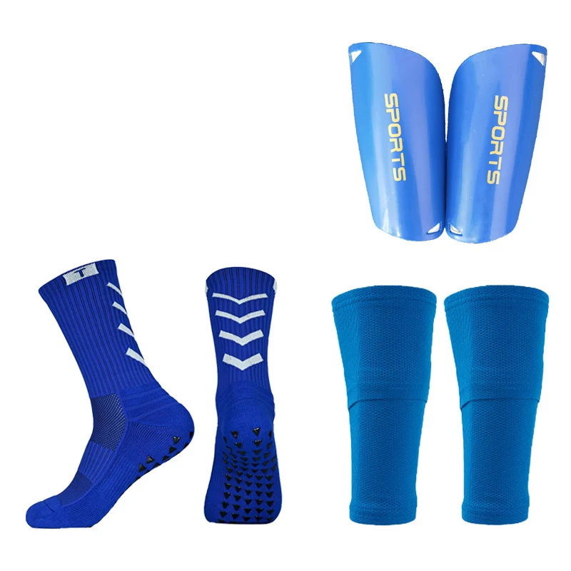 A Set  Football Equipment Soccer Shin Guards With Pocket Leg Calf Sleeve Adults Non Slip Soccer Socks With Football Shinguards