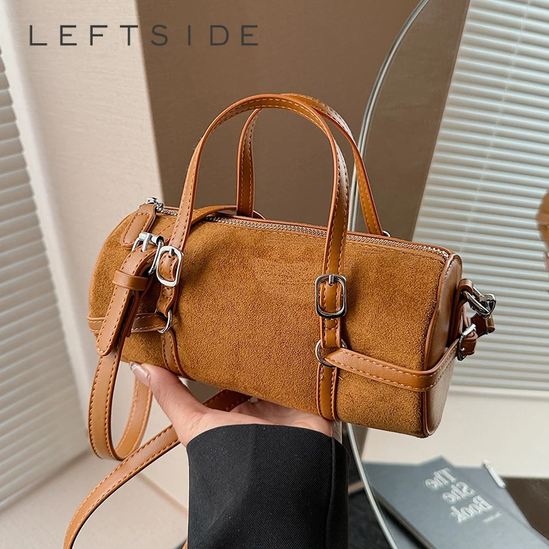 

LEFTSIDE 2025 зимняя маленькая сумка через плечо из искусственной кожи, трендовый женский брендовый дизайн, однотонные сумки и кошельки, женская сумка на плечо