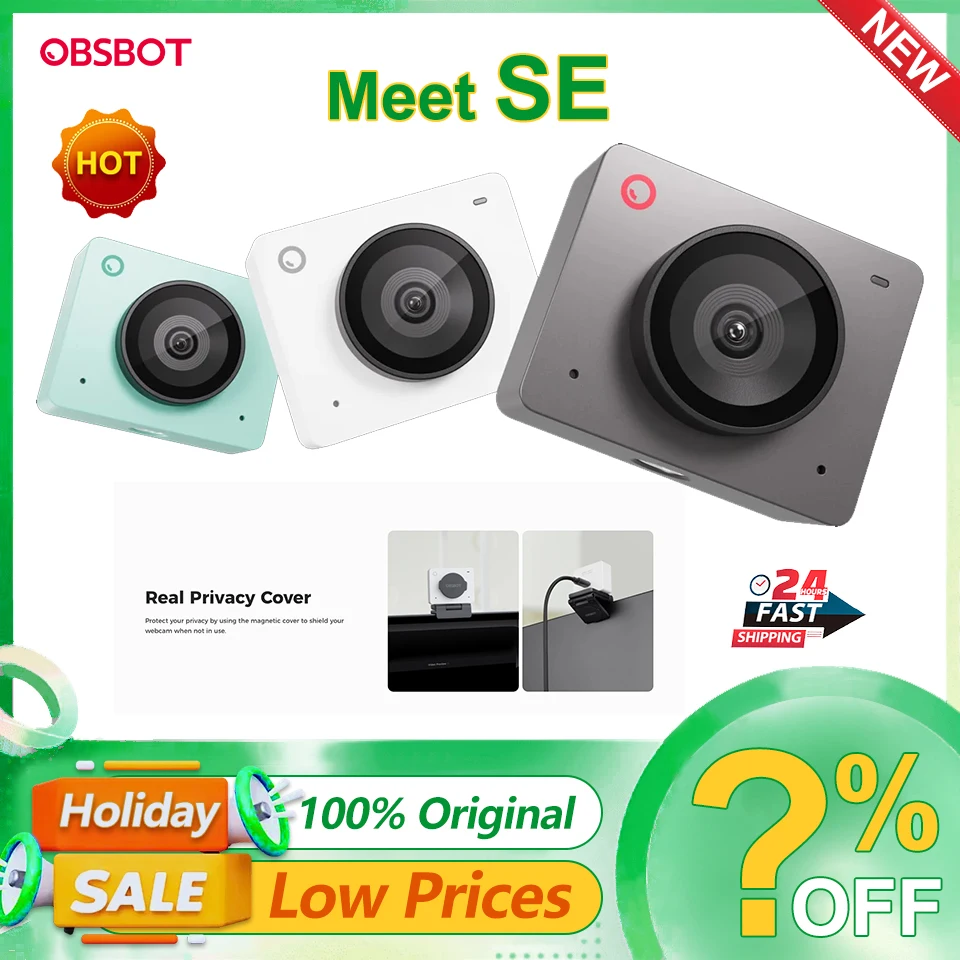 OBSBOT Meet SE 1080P 100FPS Webcam AI Framing Streaming Camera with 1/2.8