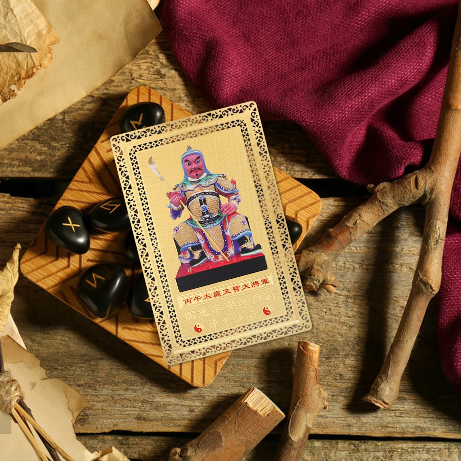 

4 Pcs Tai Sui Card Feng Shui Luck Character Amulet for Copper Protection