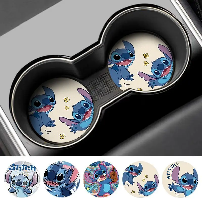 Disney Stitch Leuke Gepersonaliseerde Creatieve Cartoon Patroon Auto Nieuwe Eenvoudige Mode Decoratieve Draagbare Antislip Water Coaster