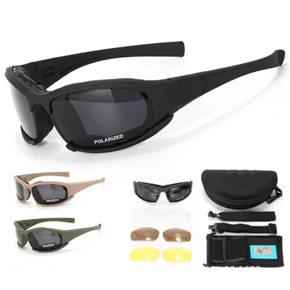 

Tactical Goggles Set with 4 Interchangeable Lenses – Ballistic-Rated Military-Style Eyewear for Airsoft, Shooting, Cycling & Out