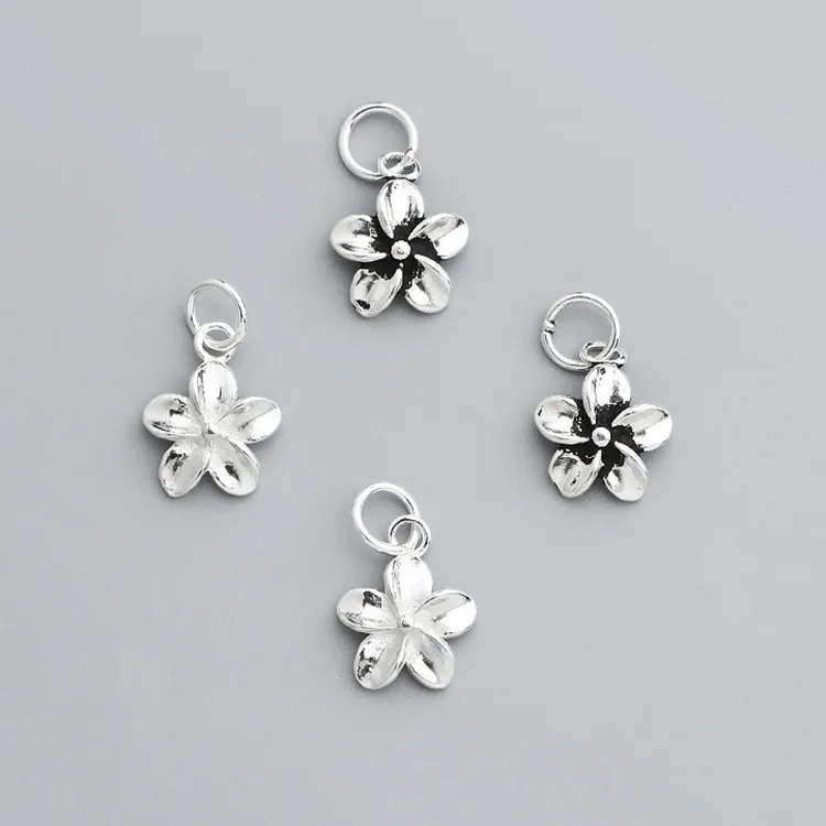 1 szt. Srebrny próby 925 wisiorek w kształcie kwiatu w stylu bohemy, 12,5x9,5 mm, do ręcznie robionych naszyjników, bransoletek, srebrne zawieszki, elementy do samodzielnego tworzenia kolczyków.